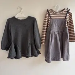 petit main コーデュロイドッキングワンピース 110 2着まとめ売り