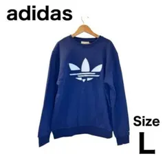 adidas スウェット トレーナー L ネイビー トレフォイル ビッグロゴ