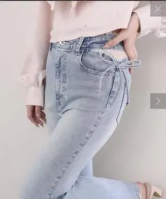 ナイスクラップ サイドカットレース美脚ビジューデニム Mサイズのサムネイル