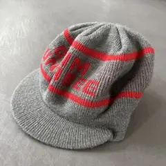 DENIM DUNGAREE ロゴニット帽 グレー&レッド