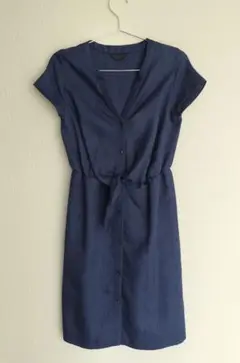 美品 ivory court ワンピース ブルー ひざ丈 半袖【0101】