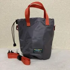 L.L.Bean 巾着ショルダーバック ポシェット ミニトート グレー/オレンジのサムネイル