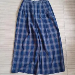 ネイビー・ブラウンチェック ガウチョパンツ　レディースM　GU