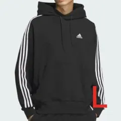 Ｌ★アディダス★プルオーバー★スウェットパーカー★袖ストライプ★オーバーサイズ★