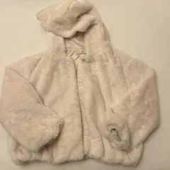 mezzo piano（メゾピアノ）フード付きファージャケット M クリーム色