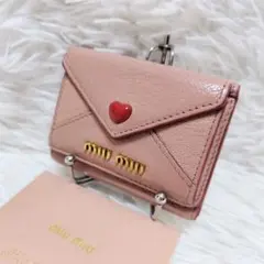 美品✨ミュウミュウ ラブレター マドラス ハート 三つ折り財布 ピンク