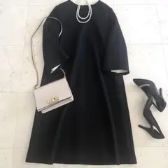 美品 アドーア ADORE 2TONEアムンゼンワンピース ブラック 36