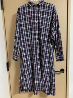 アース チェックシャツワンピース