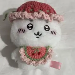 ぬい用　被り物　帽子　スタイ　レッド　かぎ針 編み物 ハンドメイド　ぬい服