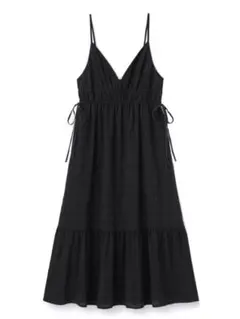 美品！！ GU♥テクスチャーキャミソールワンピース♥黒♥2wayデザイン