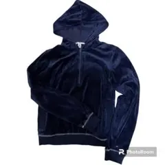 トミーヒルフィガー ベロア生地 パーカー Sサイズ ネイビー