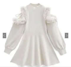 GRL チュールショルダーファーフレアニットミニワンピース tu1477