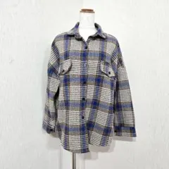 anap mimpi 千鳥格子 チェックシャツ ブルー×ブラウン オーバーサイズのサムネイル