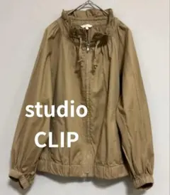 studio CLIP フリルカラーボリューム 春 M ブルゾンふんわりフリル襟