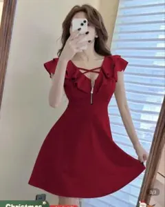 フレアドレス ミニドレスキャバ オフショルダー 新品未使用 ワンピース 赤