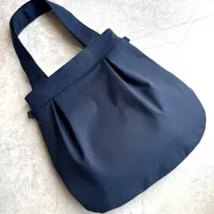 ハンドメイド　グラニーバッグ　バルーンバッグ　トートバッグ　ショルダー　ネイビー