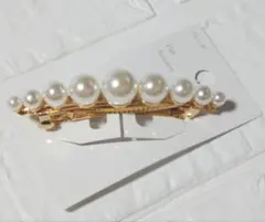 即日発送可※新品未使用※上品パール＆ゴールドバレッタ※セレモニー
