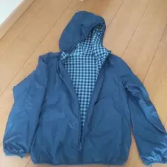 UNIQLO キッズ パーカー 150 青 チェック柄