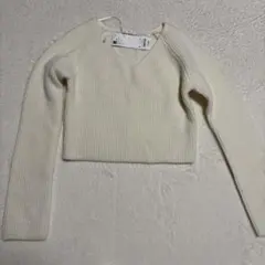 GU パフィータッチVネッククロップドセーター S