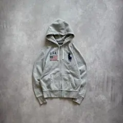 00s Polo Ralph Lauren ジップパーカー ビッグポニー 星条旗