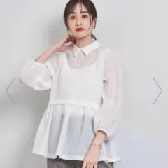美品】ユナイテッドアローズ エアリージャガード 2WAYブラウス 36 