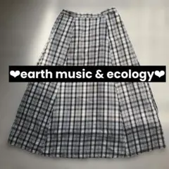 チェック柄 フレアロングスカー F earth music &ecology