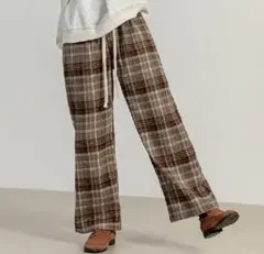 チェックワイドパンツ