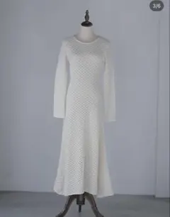 pois クロシェニットワンピース ホワイト - メルカリ