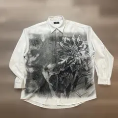 HARE 花柄シャツ Fサイズオーバーサイズホワイト グレー総柄ビッグシルエット