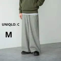 美品 UNIQLO C ユニクロシー M イージーワイドパンツ　チェック柄