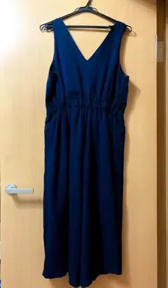 ネイビー Vネック オールインワン