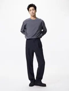 UNIQLO タックワイドパンツ ネイビー XXL