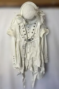 Ozz on Japan長袖、半袖シャツ&コサージュハット　ホワイト4点セットのサムネイル