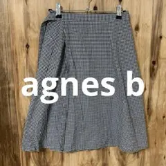 【 3026番】agnes b 巻きスカート　レディM チェック　春夏
