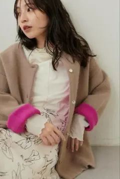 ナチュラルクチュール　FOX混フェースニットコート