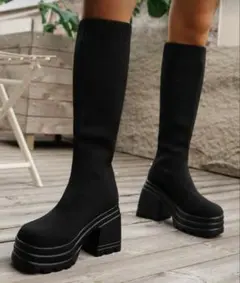新品・厚底ニットブーツ