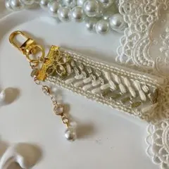 ꕤ❤️ インド刺繍リボン　パール　チャーム　バックチャーム　ハンドメイド