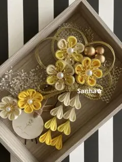 T-1169 つまみ細工 髪飾り 水引 卒業式 成人式 結婚式 七五三 髪飾り