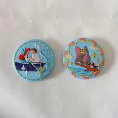 ディズニー刺繍缶バッジ　アリエル　ダンボ　２個セット