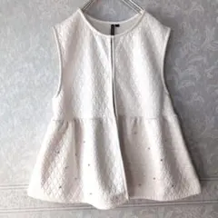 HK WORKS LONDON ホワイトキルティングノースリーブベスト　Lサイズ