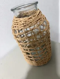 ラタン巻き ガラスフラワーベース 花瓶 一輪挿し