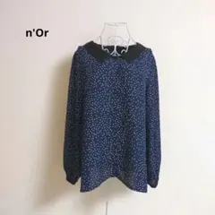 ノアール　n'Or　ドット柄　バルーンスリーブ　シアー　ブラウス