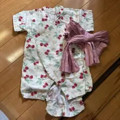 petit main いちご柄 ベビー甚平 80 ロンパース