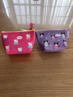 新品タグ！サンリオ　ミニポーチ　舟形　キティ　クロミ2点セット
