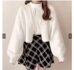 GRL パールショート丈ニットカーディガン