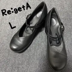 美品★リゲッタ　黒　パンプス　ストラップ　ウエッジソール　ラウンドトゥ　日本製