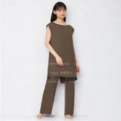 ヴィンテージサテンラウンジセット DARK BROWN　M　上下セット　GUのサムネイル