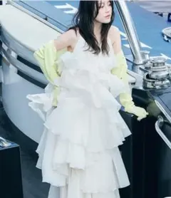 SNIDEL 0サイズ スパイラルティアードキャミドレス WHT タグ付き | Mercari