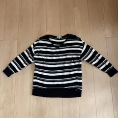 GLOBAL WORK ブラック・ホワイト Vネックニット L