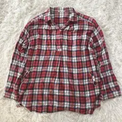 【シンプルライフ】チェック柄 長袖シャツ綿100 40（XL）　カジュアル